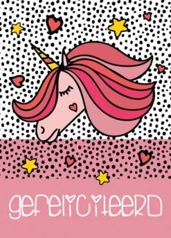 Wenskaart Gefeliciteerd (Unicorn)