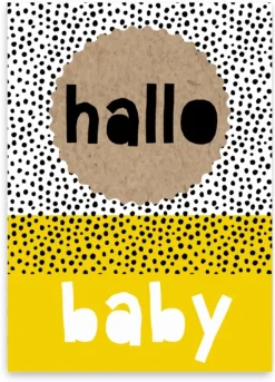 Wenskaart Hallo baby (geel)