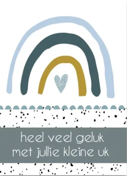 Wenskaart Heel veel geluk met jullie kleine uk (regenboog blauw)