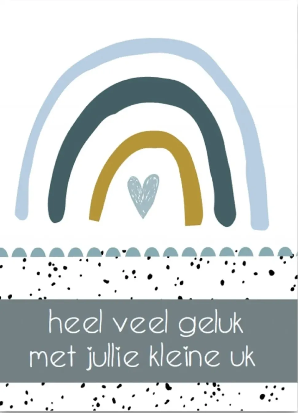 Wenskaart Heel veel geluk met jullie kleine uk (regenboog blauw)