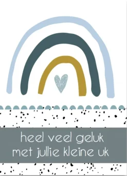 Wenskaart Heel veel geluk met jullie kleine uk (regenboog blauw)