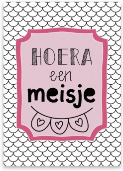 Wenskaart Hoera een Meisje