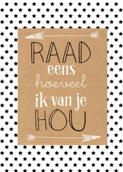 Wenskaart Raad eens hoeveel ik van je Hou