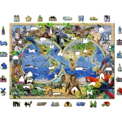 Wooden City Puzzel Hout Animal Kingdom Map 1010pcs