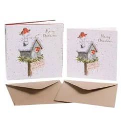 Wrendale Designs Kerstkaarten Please Stop Here Set 8-delig