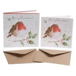 Wrendale Designs Kerstkaarten The Jolly Robin Set 8-delig