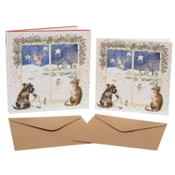Wrendale Designs Kerstkaarten Joy to the world (Christmas Window) Set 8-delig