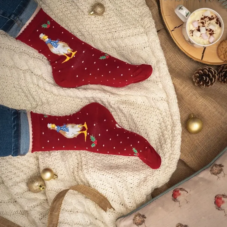 Wrendale Designs Kerstsokken Eend Christmas Scarves Duck