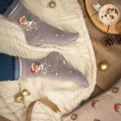 Wrendale Designs Kerstsokken Muis Christmouse Grijs