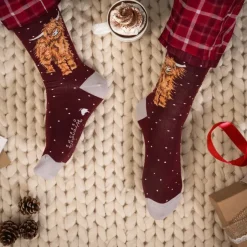 Wrendale Designs Kerstsokken Man A Highland Cow