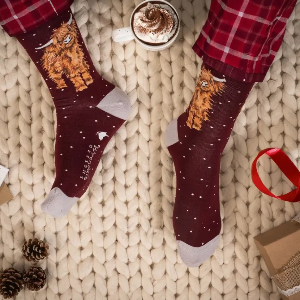 Wrendale Designs Kerstsokken Man A Highland Cow