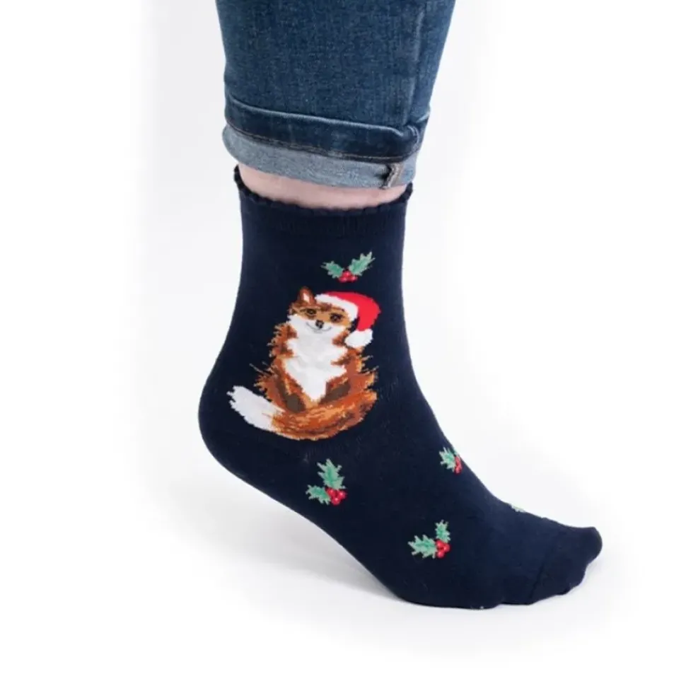 Wrendale Designs Kerstsokken Vos Festive Fox